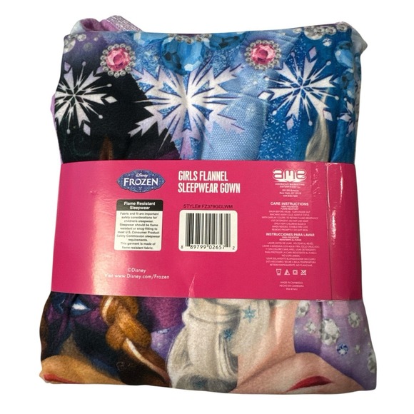 New Disney Frozen Toddler Long Sleeve Flannel Nightgown Anna Elsa Size 4/5 - Picture 3 of 3